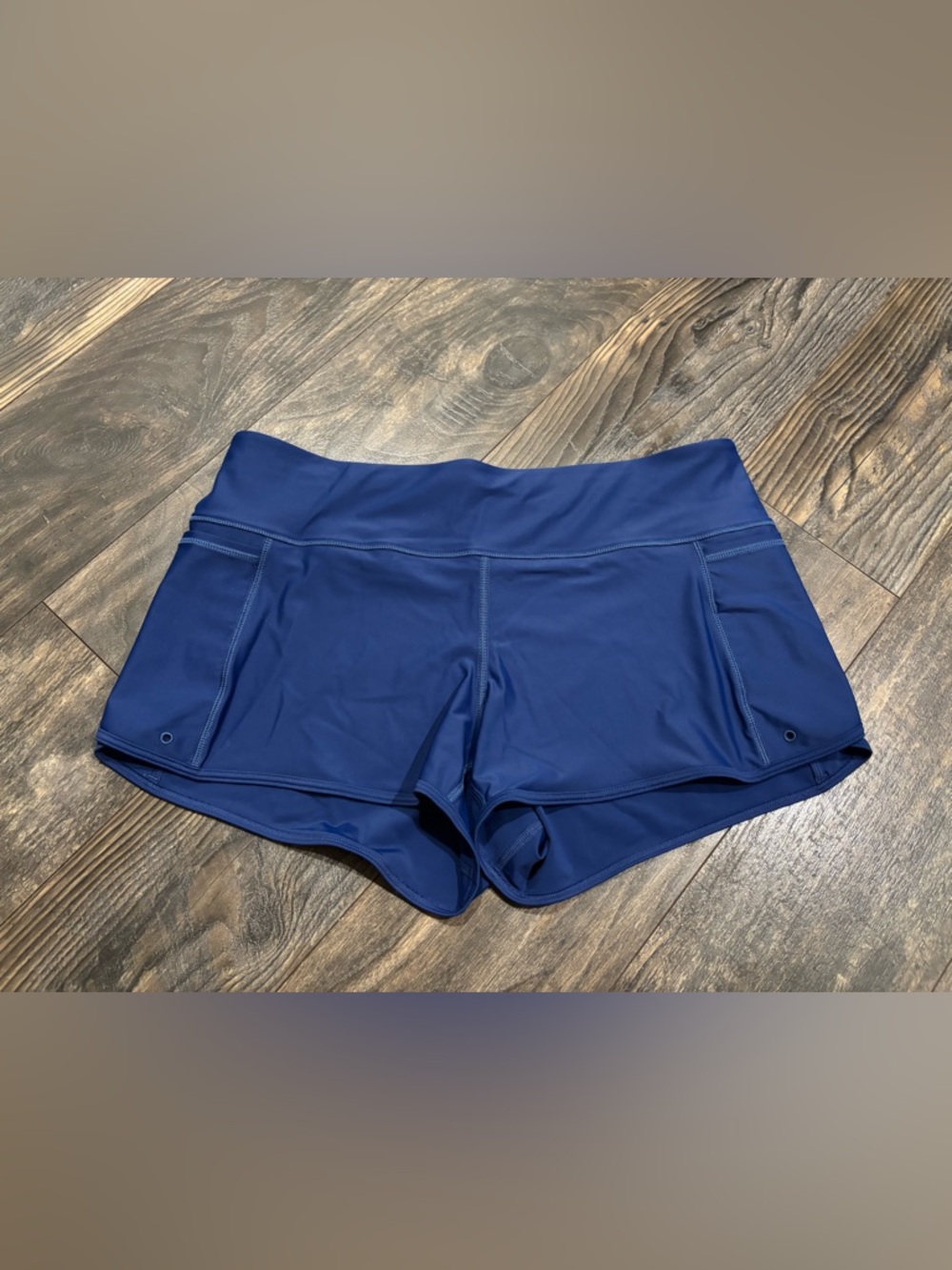 EUC PrAna Swim Shorts with Side Pockets Women's Large Navy Blue